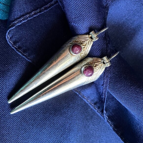 Ruby and Sterling Earrings - Picture 2 of 4